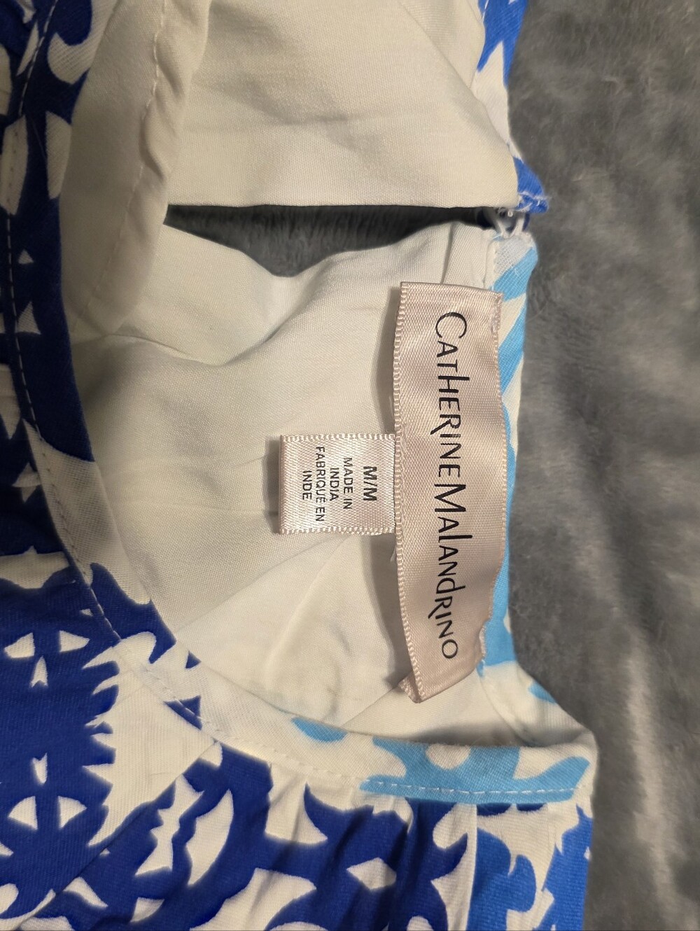 Catherine Malandrino Blue & White Crop Blouse